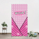 Lofaris Wow Glitter Pink Zipper Girl Birthday Rectangle Backdrop